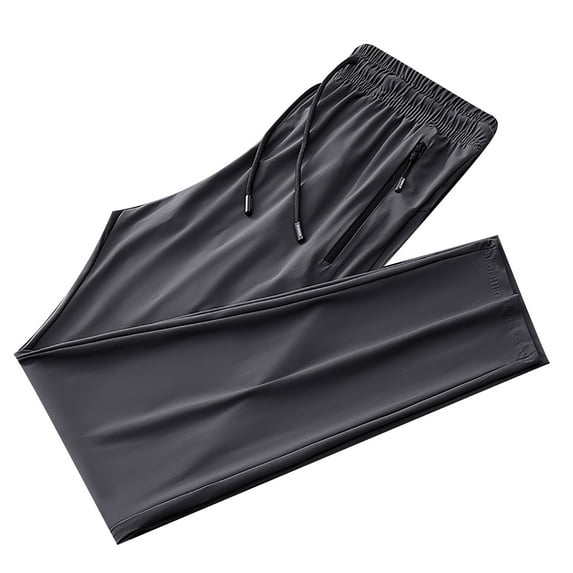 YUELONGHU Adult Men Casual Pants Business Casual Pants for Men Stretch Waist Men's Oversized Fashionable Elastic Loose Pants Casual Ice Silk Elastic Straight Leg Pants Jogging Pants