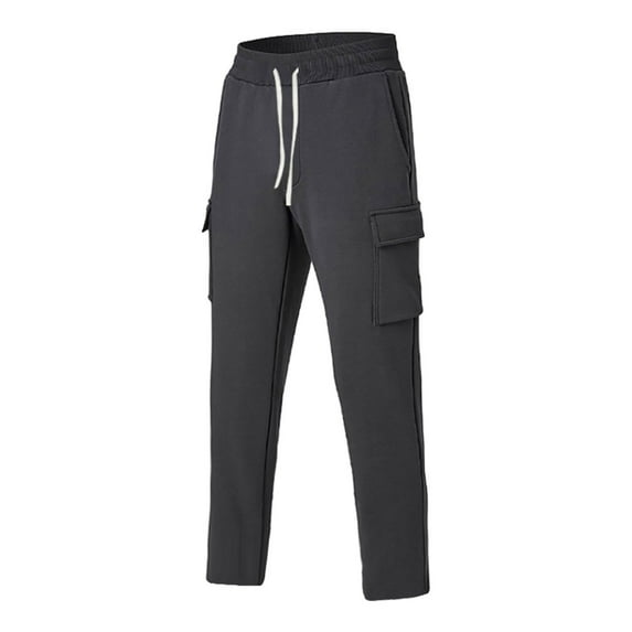 YUELONGHU Adult Men Casual Pants Cargo Pants for Men Relaxed Fit Big and Tall Men's Loose Pockets Low Waisted Drawstring Pants Casual Pants Jogging