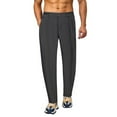 thumbnail image 1 of YUELONGHU Adult Men Casual Pants Cargo Pants for Men Stretch Slim Fit Men's Casual Linen Breathable Loose Long Pants Solid Color Straight Trousers, 1 of 6