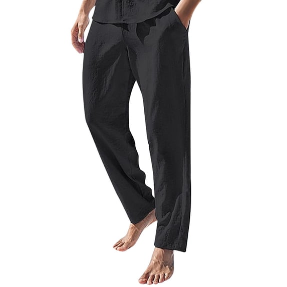 YUELONGHU Adult Men Casual Pants Casual Pants for Men Stretch Waist Mens Fashion Casual Solid Color Try Breathable and Linen Pocket Elastic Waist Large Size Pants Trousers