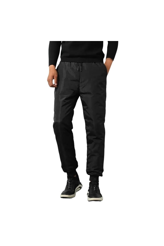 Adult Men Casual Pants Kaki Pants for Men Men Inside and Outside Wear Cold Warm Thick High Waist Loose Large Size Elastic Pants