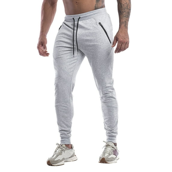 YUELONGHU Adult Men Casual Pants Khaki Pants Mens Male Spring Casual Fitness Running Trousers Drawstring Loose Waist Color Matching Pants Zip Pocket Loose Sweatpants