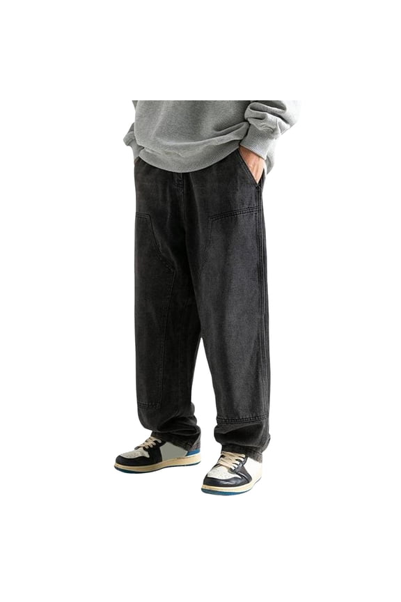 Adult Men Casual Pants Mens Cargo Pants Baggy Brown Male Retro Washed Double Knee Workwear Jeans Casual Logging Pants Loose Pants Casual Pants