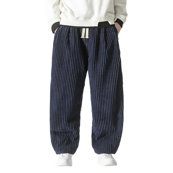 YUELONGHU Adult Men Casual Pants Mens Cargo Pants with Pockets Zip Off Men's Loose Corduroy Harem Pants Casual Straight Pants Elastic Waist Design Retro Loose Harem Pants Pants
