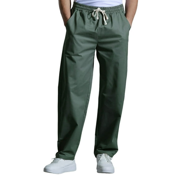 YUELONGHU Adult Men Casual Pants Mens Cargo Pants Relaxed Fit Lightweight Male Spring and Summer Casual Solid Color Trousers Pure Non Elastic Woven Waist Pants
