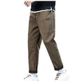 thumbnail image 1 of YUELONGHU Adult Men Casual Pants Mens Casual Pants Elastic Waist Stretch Mens Casual Pants Fabric Soft and Comfortable Fashion Trouser Straight Trousers Loose Trend, 1 of 5