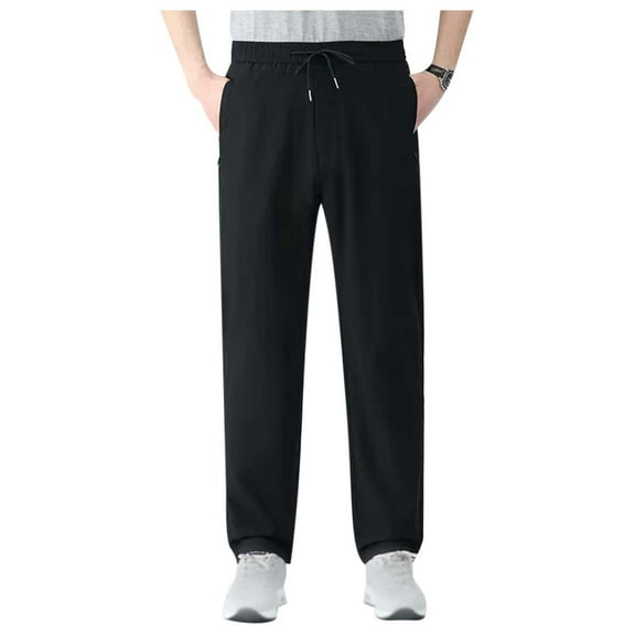 YUELONGHU Adult Men Casual Pants Mens Casual Pants Relaxed Fit Big and Tall Men's Oversized Fashionable Elastic Loose Pants Casual Ice Silk Elastic Straight Leg Pants Jogging Sports Pants