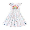 thumbnail image 1 of YUELONGHU Girls Fashion Dresses Dress Athletic Dress Middle and Small Children Girls Summer Small Flying Sleeve Polka Dot Dress 6-7 Years, 1 of 6