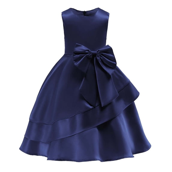YUELONGHU Girls Fashion Dresses Flower Girl Dress 2T-3T Baby Girls' Bow Dress Mid Length Casual & Party Gown for Toddlers 5-6 Years