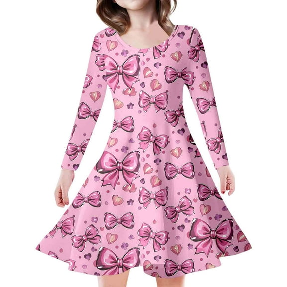 YUELONGHU Girls Fashion Dresses Girl Dresses Size 5-6 Printed Party Dress for Kids and Girls 4-5 Years