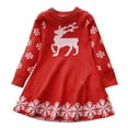 thumbnail image 1 of YUELONGHU Girls Fashion Dresses Girl Dresses Size 8 Casual Toddler Girls Children Winter Christmas Long Sleeve Deer Snowflakes Sweater Dress Dress Warm for Babys Clothes Xmas Red Navy 4Y, 1 of 8