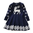 thumbnail image 1 of YUELONGHU Girls Fashion Dresses Girl Dresses Size 8 Casual Toddler Girls Children Winter Christmas Long Sleeve Deer Snowflakes Sweater Dress Dress Warm for Babys Clothes Xmas Red Navy 2Y, 1 of 6