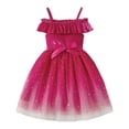 thumbnail image 1 of YUELONGHU Girls Fashion Dresses Mini Dress Dress Girls Summer Dress Sleeveless off Shoulder Top with Glitter Gradient Skirt Waistband Casual Party Outfit for Toddler Kids Age 2 6 100/4Y, 1 of 9