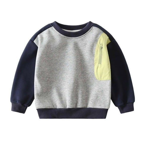 YUELONGHU Infant Big Boys Sweatshirts & Hoodies 8-9 Years Boys Sweatshirts Size 7-8 Boys Hoodies & Sweatshirts Lined Pullover Long Sleeve Color Block Casual Warm Kids Sweatshirt for Active Children