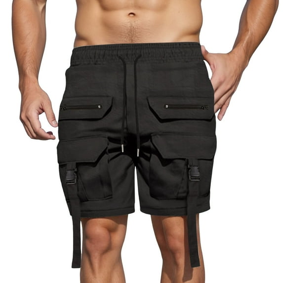 YUELONGHU Men's Casual Cargo Pants Cargo Pants for Men Stretchy Cargo Shorts Men's Short Trousers Summer Work Trousers Elastic Waist Sports Trousers Outdoor Leisure Trousers with Pockets Xxxl