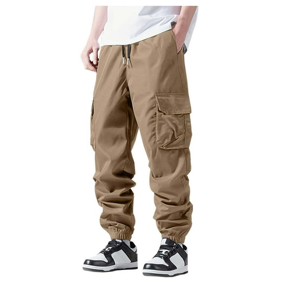 YUELONGHU Men's Casual Cargo Pants Mens Cargo Pants Black Men's Wild Cargo Pants M