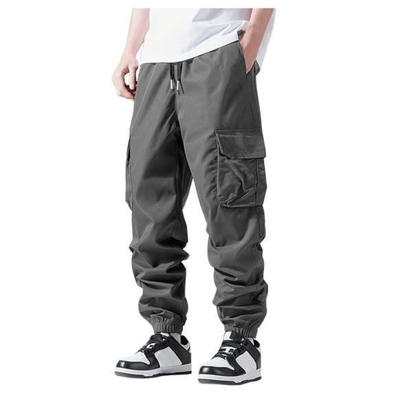 YUELONGHU Men's Casual Cargo Pants Mens Cargo Pants Black Men's Wild Cargo Pants S