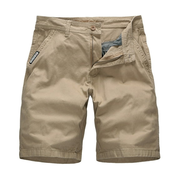 YUELONGHU Men's Casual Cargo Pants Mens Cargo Pants Relaxed Fit Khaki Male Fashion Casual Solid Color Pocket Zipper Buckle Outdoor Shorts Tooling Shorts L