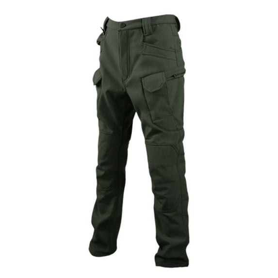 YUELONGHU Men's Casual Cargo Pants Mens Cargo Pants Relaxed Fit Khaki Outdoor Cargo Pants Lined Hiking Trousers for Camping Travel Winter Warm Work Utility S