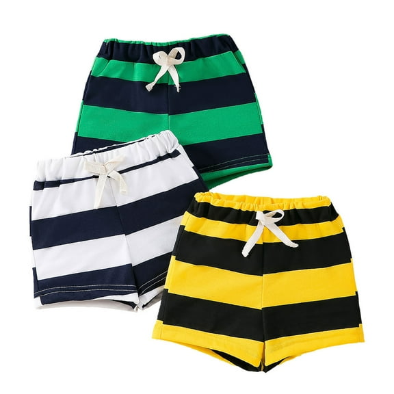 YUELONGHU Toddler Boys Cargo Short 3-6 Months Boys White Shorts Boys Shorts Baby Summer Casual Striped Shorts 3Pack Comfortable Breathable Toddler Playwear Everyday Outfit