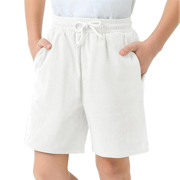 YUELONGHU Toddler Boys Sweatpants 13-14 Years Back to School Kids Pants Boys Jeans Boys Girls Corduroy Shorts Kids Casual Elastic Waist Drawstring Summer Shorts with Pockets 5 14 Years
