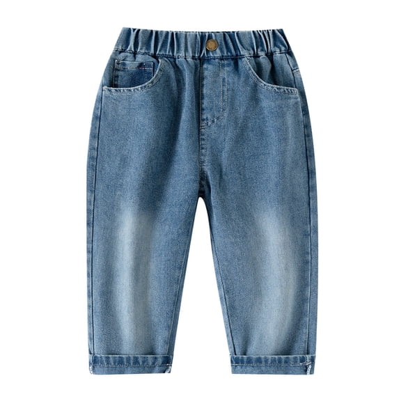 YUELONGHU Toddler Boys Sweatpants 3-4 Years Back to School Boys Joggers Size 6/7 Boys Stretch Denim Pants for Kids Comfortable Casual Loose fit Jeans with Elastic Waist for Outdoor School Daily Wear