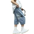 thumbnail image 1 of YUELONGHU Toddler Boys Sweatpants 4-5 Years Back to School Boys Cargo Pants Size 6T Boy's Elastic Waist Wide Leg Casual Loose Sev En Eighths Jeans with Pockets, 1 of 6