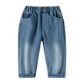 thumbnail image 1 of YUELONGHU Toddler Boys Sweatpants 8-10 Years Back to School Boys Joggers Size 6/7 Boys Stretch Denim Pants for Kids Comfortable Casual Loose fit Jeans with Elastic Waist for Outdoor School Daily Wear, 1 of 5