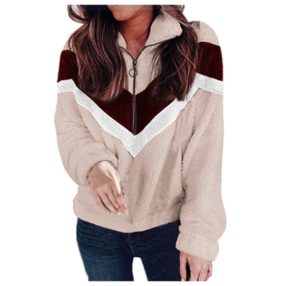 YUELONGHU Women Casual Hoodie Black Hoodies Woman Women Patchwork Half Zipper Fuzzy Long Sleeve Sweatshirt Pullover Tops Blouse Xxxxl
