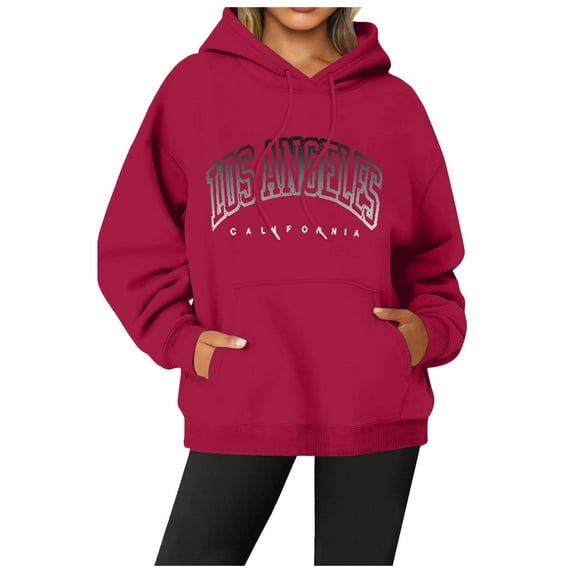 YUELONGHU Women Casual Hoodie Cropped Sweatshirts for Women Workout Women's Letter Print Hoodies Long Sleeved Hoodie with Pockets M