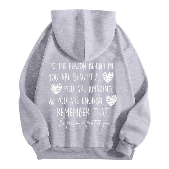 YUELONGHU Women Casual Hoodie Cropped Zip up Hoodie Women Oversized Women's Enough Dear Person Behind Remember That Mental Health Hoodie S