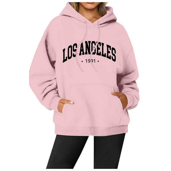 YUELONGHU Women Casual Hoodie Womens Hoodies Oversized Graphic 2026 Women's Letter Printed Round Neck Pullover Street Long Sleeve Pullover Hoodie Xxl