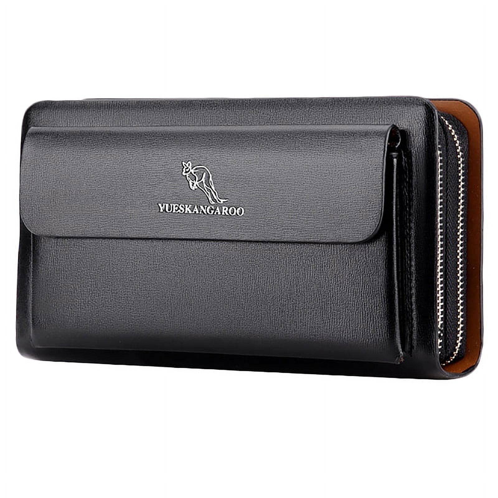 Fashion Black Leather Men's Clutch Purse Clutch Bag Wristlet Bag for Men