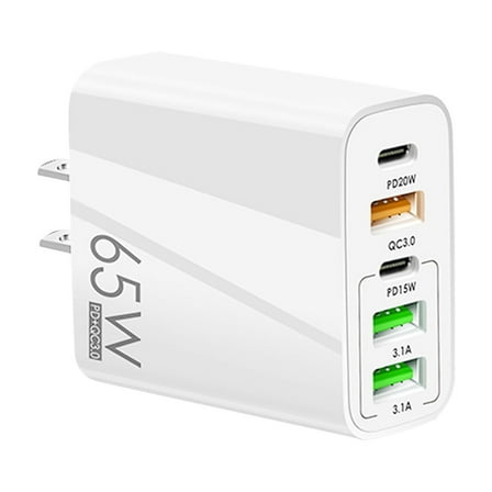 YUEVE 65W Quick Charge Mobile Phone Charger 3.1A Type-C QC & PD 5 Ports USB Multiport Charger for US UK EU, Turbocharge Your Devices With Our Device Fast Charging Power Bank