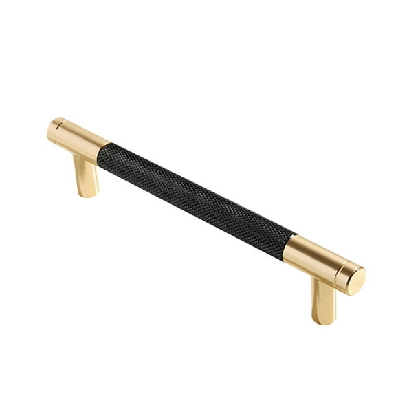 YUEVE Small Rack Wall Mount Black And Champagne Bronze Cabinet Pulls Knurled 5 Inch Hole Centers Kitchen Cabinet Handles Drawer Pulls Cabinet Hardware