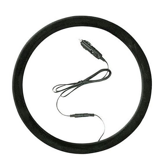 YUEVE Wheel Cover Flat Bottom Heated Steering Wheel Cover Heats Up Quickly Fits Wheels 14.5 15" For Car Truck Van SUV (Black) 1PC