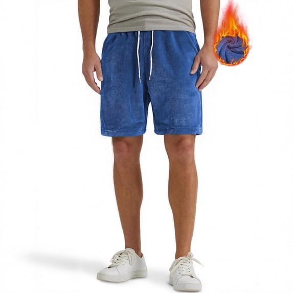 YUEVORA Casual Shorts for Men, Drawstring Elastic Waist Shorts, Knee Length Relaxed Fit Athletic Shorts with Side Pockets