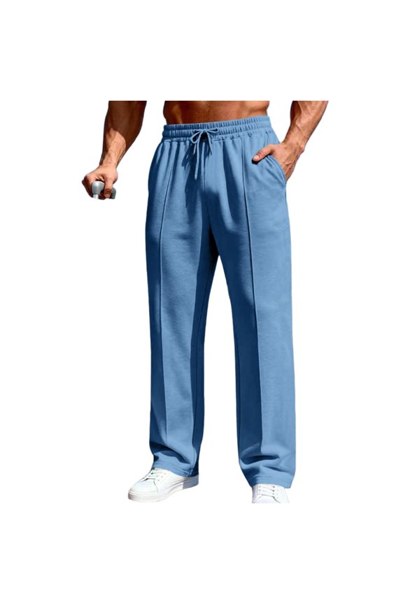 Pants for Men, Big Size Loose Straight Drawstring Waist Jogger Pants, Four Season Wrinkle Resistant Versatile Business Casual Everyday Light Sports Trousers