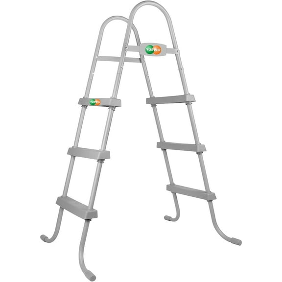 YUEWO 42" 3-Step Steel Frame Above Ground Swimming Pool Ladder with Non-Slip Plastic Steps for Entry and Exit System Swim Pools