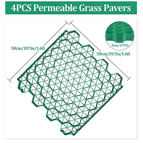 YUEWO Gravel Driveway Grid 1.9” Depth Flat-Interlocked Permeable Grass ...