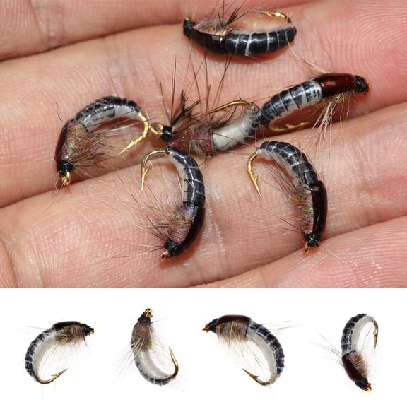 YUEYAN 6X 12 Realistic Nymph Scud Fly Trout Fish Artificial Lure Insect Bait