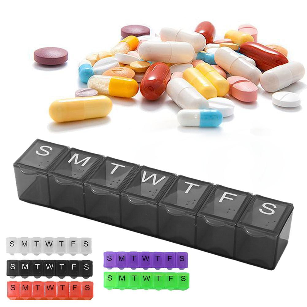 YUEYAN Plastic Weekly Pill Box Daily Organiser Medicine Tablet Storage ...