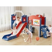 YUFU 13 in 1 Toddler Slide Swing Set with Golf Drawing Board for Indoor Outdoor Use for Kids Age 1+