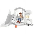 thumbnail image 1 of XJD 5-in-1 Kids Slide and Swing Set, Climber Slide PlaySet with Basketball Hoop and Ball,Outdoor Indoor Playground for Toddlers 1-3 Gray, 1 of 10