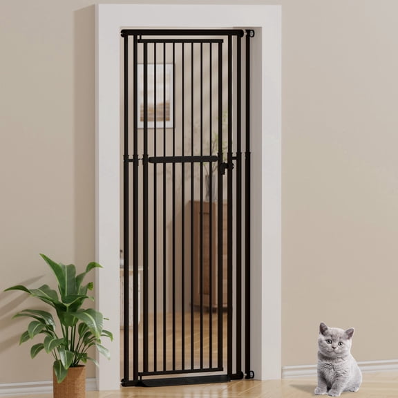 YUFU 47"-87" Extra Tall Pet Gate Metal Safety Gates 27.5"-31.5" Adjustable Width Adjustable Height For Cats Pressure Mounted