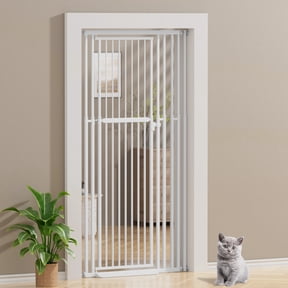YUFU 47"-87" Extra Tall Pet Gate Metal Safety Gates 27.5"-37" Adjustable Width Adjustable Height For Cats Pressure Mounted