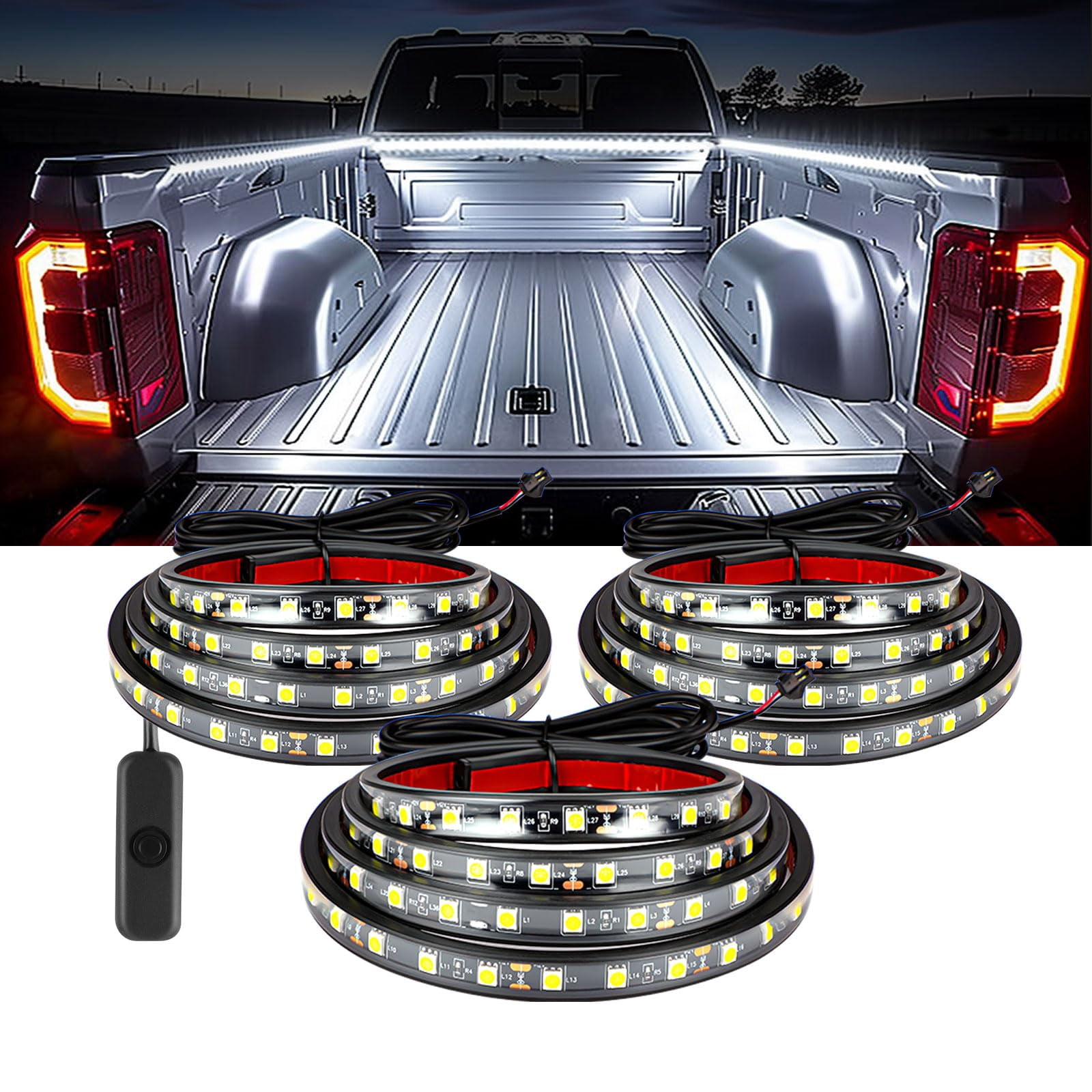 Nilight 3PCS 60" Bed Light Strip – 270 LED, On/Off Switch, Blade Fuse For Trucks - View #3