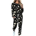 thumbnail image 1 of YUGYXL 2 Piece Comfy Casual Loungewear Set for Women Fashion Print Going Out Outfits with Long Sleeve Shirt and Sweatpants F Multicolor XXL, 1 of 3
