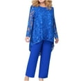thumbnail image 1 of YUGYXL 2 Piece Outfits for Women Elegant Wedding Guest Mother of The Bride Pant Suits Dressy Floral Lace Evening Formal Set Blue XXXXL, 1 of 4