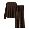 thumbnail image 1 of YUGYXL 2 Piece Outfits for Women Fleece Lounge Sets Fuzzy Long Sleeve Crewneck Tops Soft Long Pants Pajamas Sleepwear Brown XXL, 1 of 3